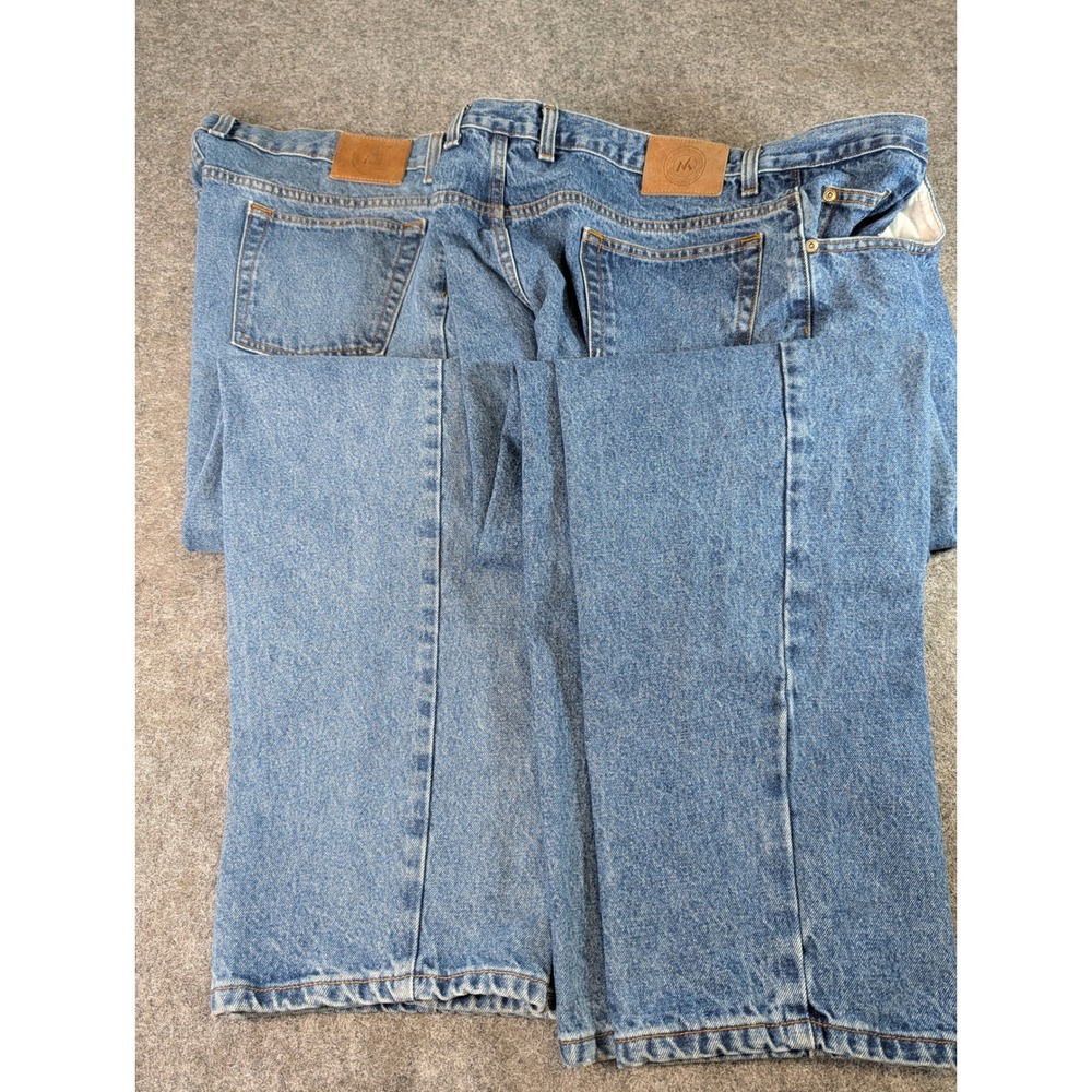 Set of 2 Member's Mark Mens Relaxed Fit Straight Leg Jeans Blue 40x32 Cotton EUC